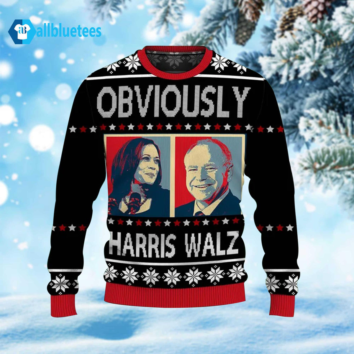 Harris Walz 2024 Obviously Ugly Christmas Sweater product image