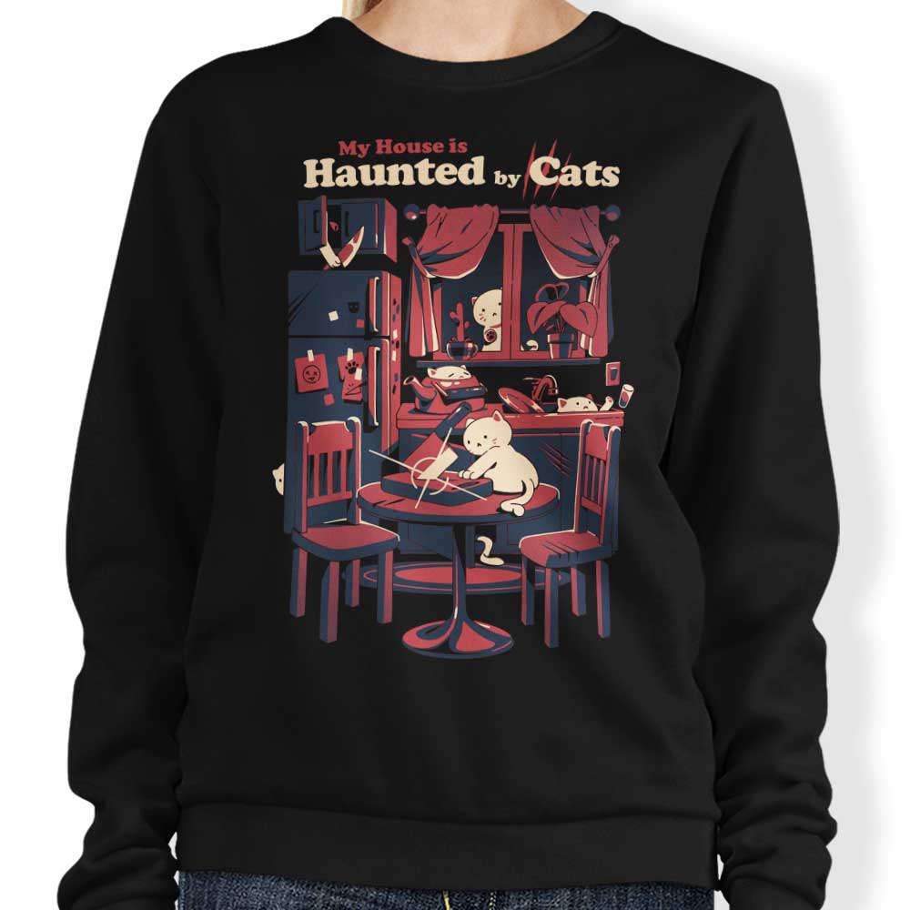 Haunted by Cats - Adult & Kids T-Shirts, Sweatshirts & Hoodies apparel design preview 1
