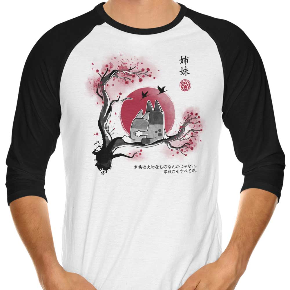 Heeler Sumi-e 3/4 Sleeve Raglan - Adult & Kids T-Shirts, Sweatshirts & Hoodies apparel design preview 1