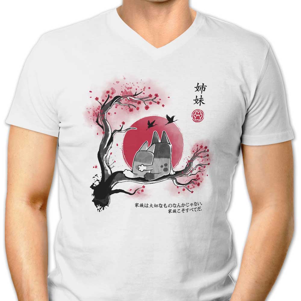 Heeler Sumi-e Men's V-Neck - Adult & Kids T-Shirts, Sweatshirts & Hoodies apparel design preview 1
