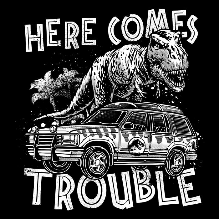Here Comes Trouble Women's V-Neck - Adult & Kids T-Shirts, Sweatshirts & Hoodies apparel design preview 2