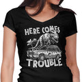 Here Comes Trouble Women's V-Neck - Adult & Kids T-Shirts, Sweatshirts & Hoodies apparel design preview 1