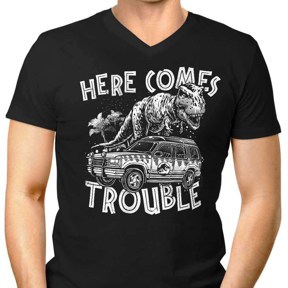 Here Comes Trouble Men's V-Neck - Adult & Kids T-Shirts, Sweatshirts & Hoodies apparel design preview 1