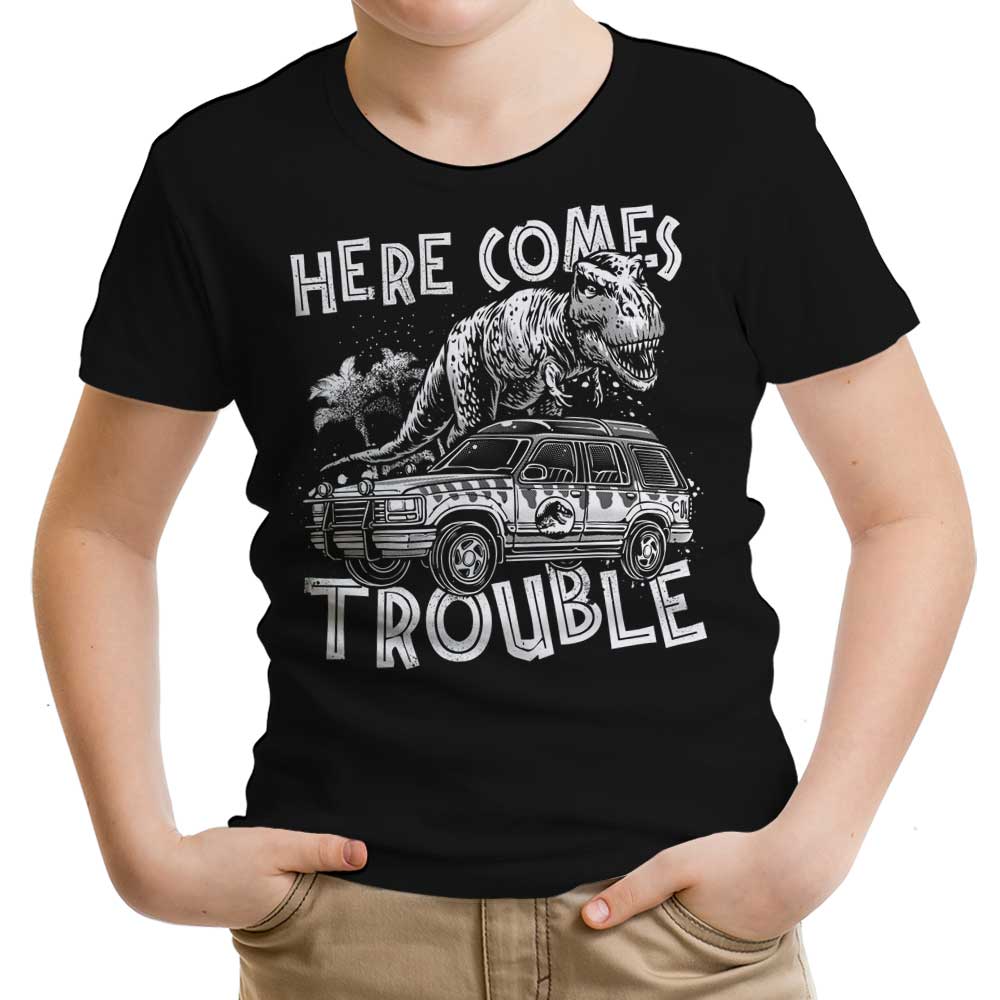 Here Comes Trouble Youth Apparel - Adult & Kids T-Shirts, Sweatshirts & Hoodies apparel design preview 1