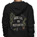 Here Lies My Motivation - Adult & Kids T-Shirts, Sweatshirts & Hoodies apparel design preview 1