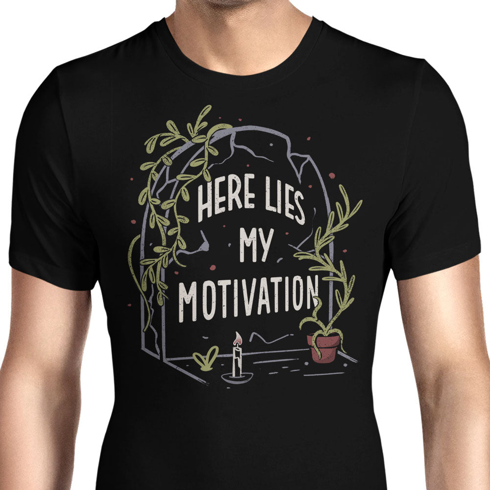 Here Lies My Motivation Men's Apparel - Adult & Kids T-Shirts, Sweatshirts & Hoodies apparel design preview 1