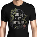 Here Lies My Motivation Men's Apparel - Adult & Kids T-Shirts, Sweatshirts & Hoodies apparel design preview 1