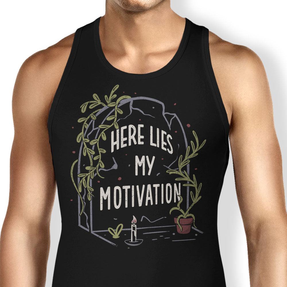 Here Lies My Motivation Tank Top - Adult & Kids T-Shirts, Sweatshirts & Hoodies apparel design preview 1
