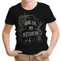 Here Lies My Motivation Youth Apparel - Adult & Kids T-Shirts, Sweatshirts & Hoodies apparel design preview 1
