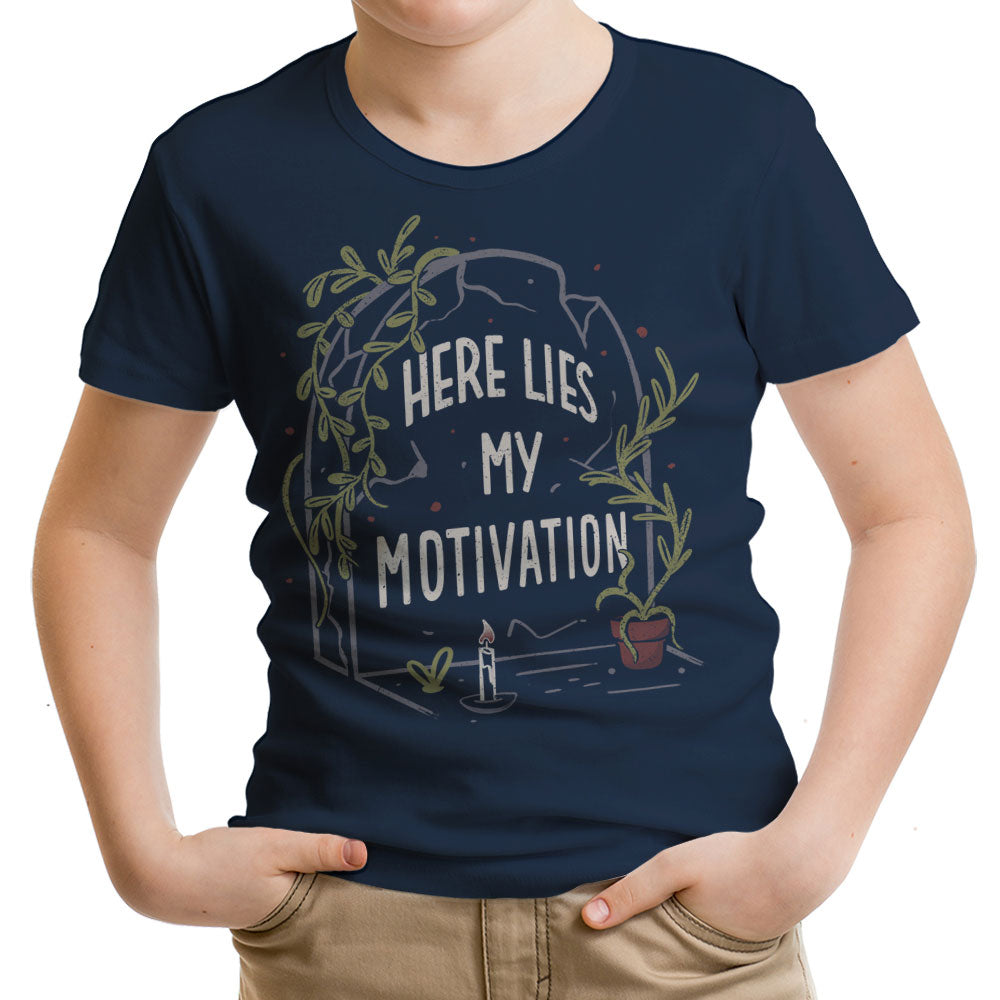 Here Lies My Motivation Youth Apparel - Adult & Kids T-Shirts, Sweatshirts & Hoodies apparel design preview 2
