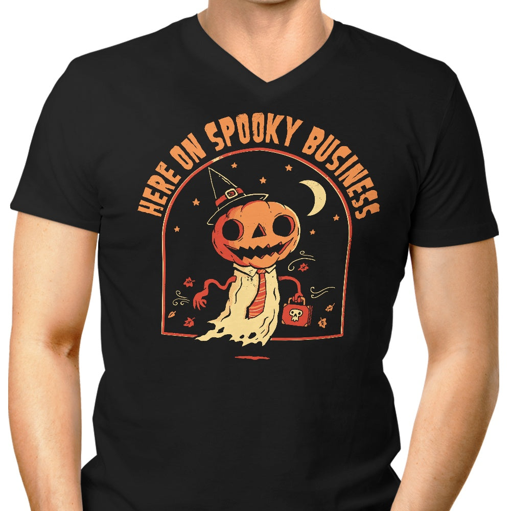 Here on Spooky Business Men's V-Neck - Adult & Kids T-Shirts, Sweatshirts & Hoodies apparel design preview 1