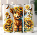 Highland Cow and Sunflowers 20 oz Skinny Tumbler Cup - Adult & Kids T-Shirts, Sweatshirts & Hoodies apparel design preview 1