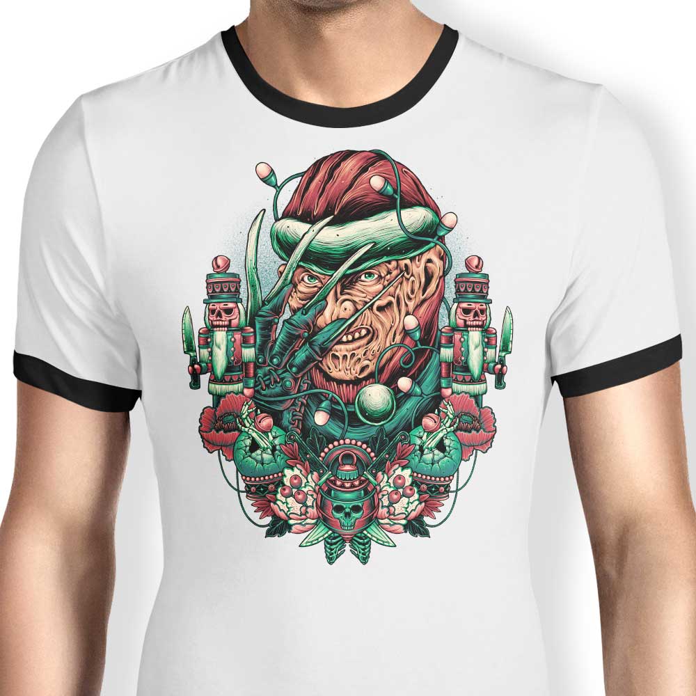 Holidays at Elm Street Ringer - Adult & Kids T-Shirts, Sweatshirts & Hoodies apparel design preview 1
