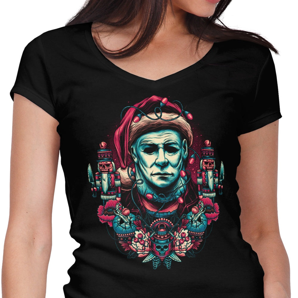 Holidays at Haddonfield Women's V-Neck - Adult & Kids T-Shirts, Sweatshirts & Hoodies apparel design preview 1