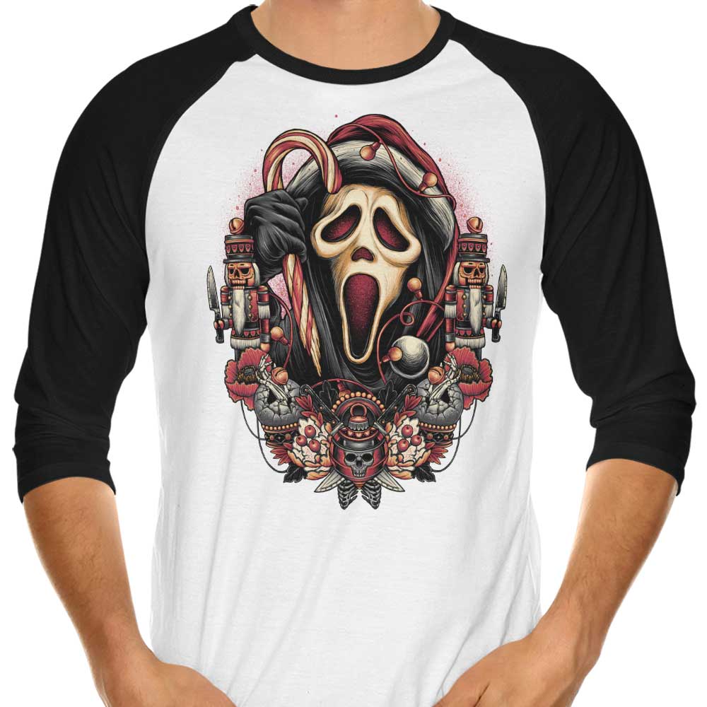 Holidays at Woodsboro 3/4 Sleeve Raglan - Adult & Kids T-Shirts, Sweatshirts & Hoodies apparel design preview 1