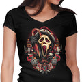 Holidays at Woodsboro Women's V-Neck - Adult & Kids T-Shirts, Sweatshirts & Hoodies apparel design preview 1
