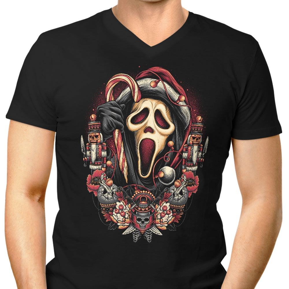 Holidays at Woodsboro Men's V-Neck - Adult & Kids T-Shirts, Sweatshirts & Hoodies apparel design preview 1