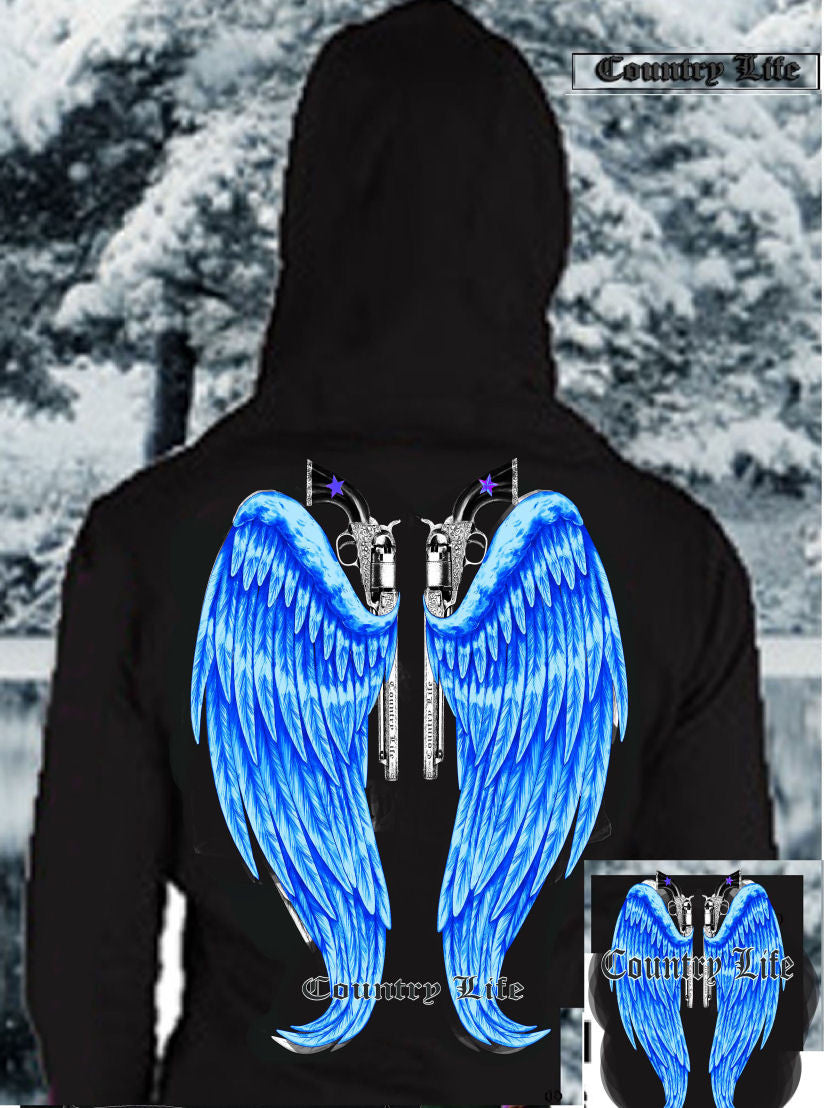 Country Life Outfitters Wings Guns Vintage Black Blue - Adult & Kids T-Shirts, Sweatshirts & Hoodies apparel design preview 1