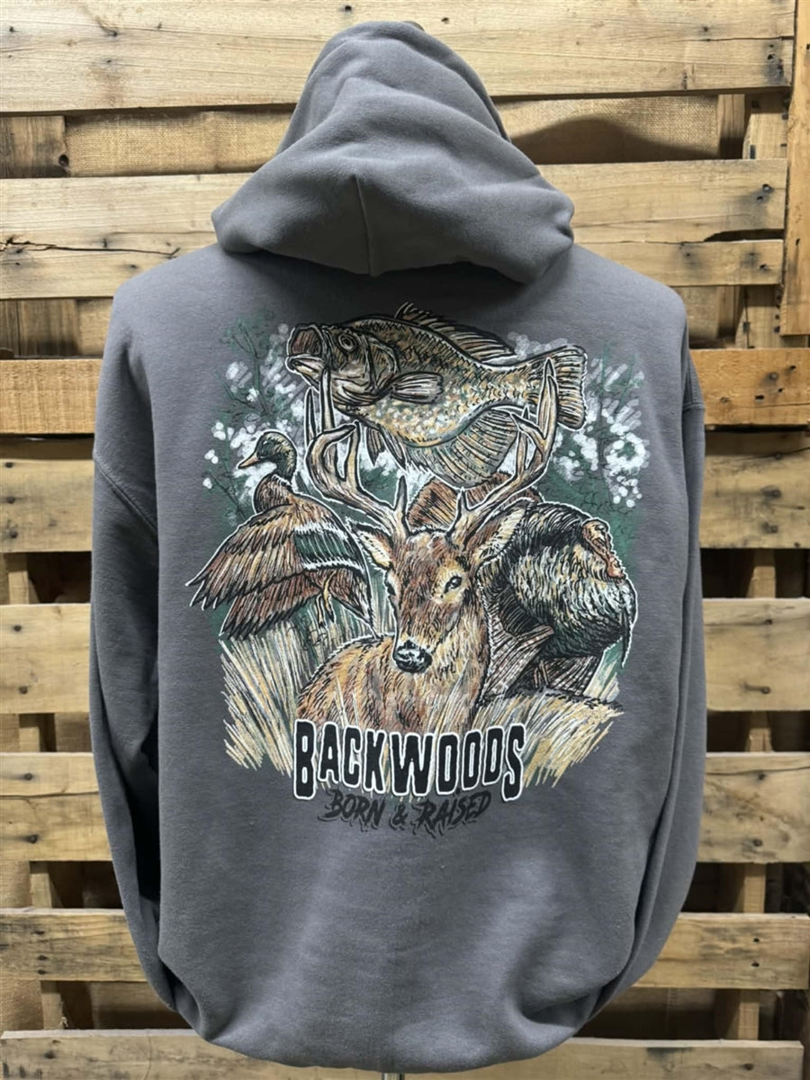 Backwoods Wildlife Scene - Adult & Kids T-Shirts, Sweatshirts & Hoodies apparel design preview 2