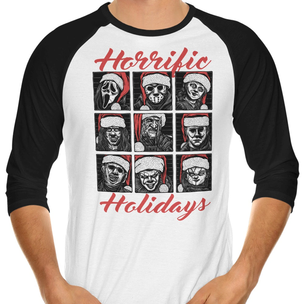 Horrific Holidays 3/4 Sleeve Raglan - Adult & Kids T-Shirts, Sweatshirts & Hoodies apparel design preview 1