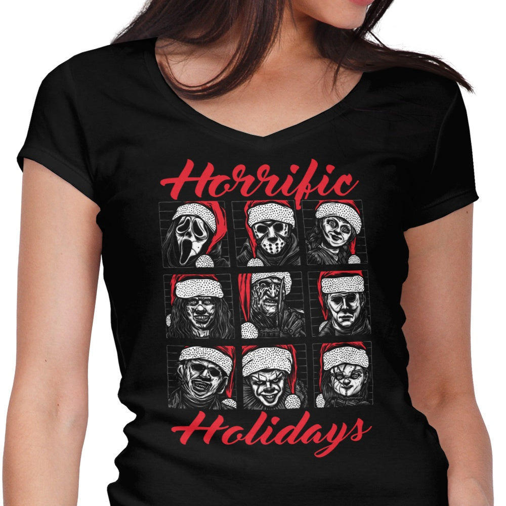 Horrific Holidays Women's V-Neck - Adult & Kids T-Shirts, Sweatshirts & Hoodies apparel design preview 1