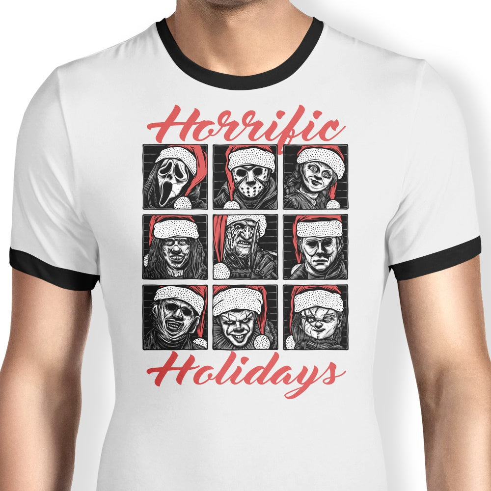 Horrific Holidays Ringer - Adult & Kids T-Shirts, Sweatshirts & Hoodies apparel design preview 1