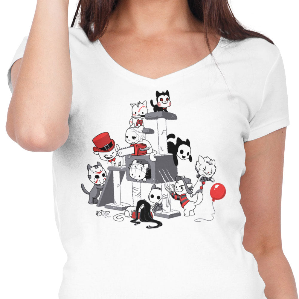 Horror Cats Women's V-Neck - Adult & Kids T-Shirts, Sweatshirts & Hoodies apparel design preview 2