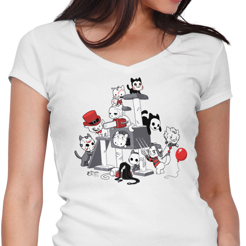Horror Cats Women's V-Neck - Adult & Kids T-Shirts, Sweatshirts & Hoodies apparel design preview 1