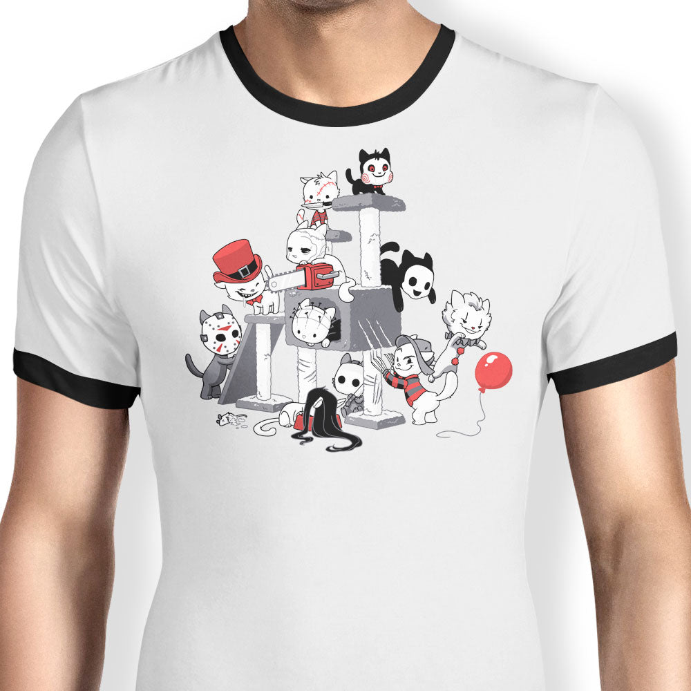 Horror Cats Ringer - Adult & Kids T-Shirts, Sweatshirts & Hoodies apparel design preview 1