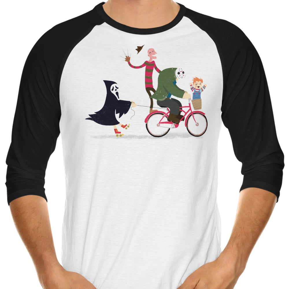 Horror Night Off 3/4 Sleeve Raglan - Adult & Kids T-Shirts, Sweatshirts & Hoodies apparel design preview 1