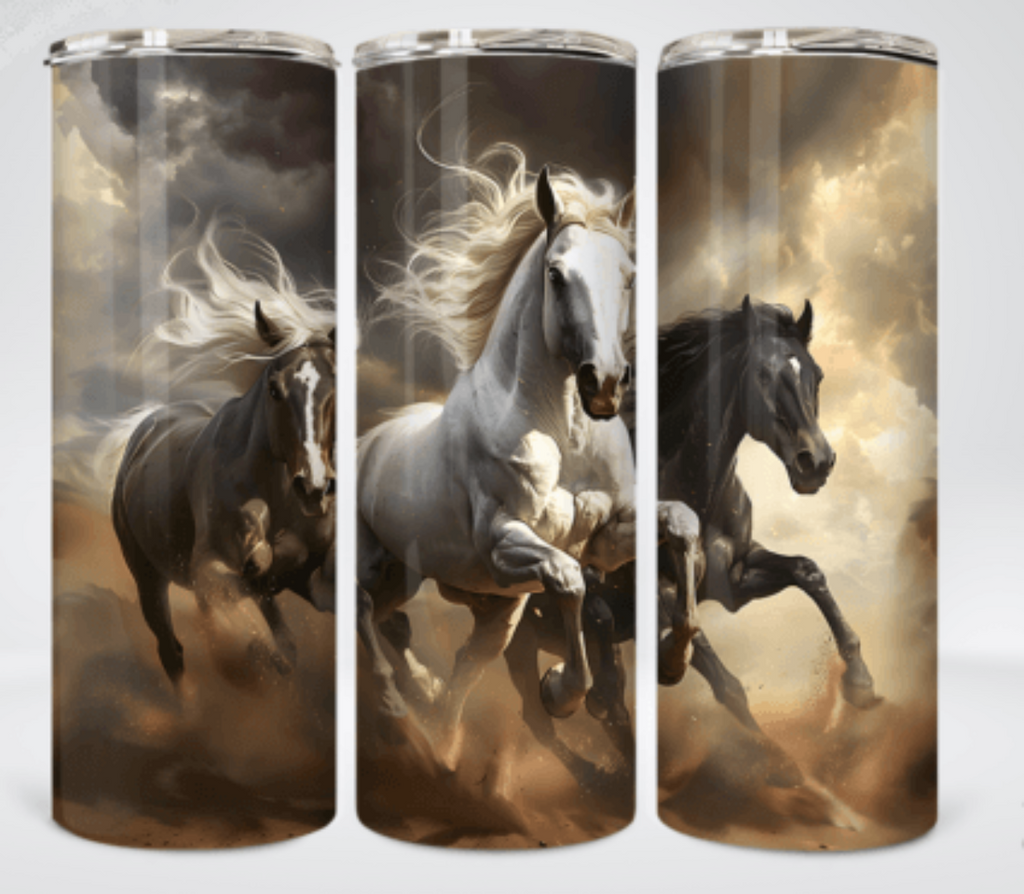 Horse trio 20 oz Skinny Tumbler Cup With Straw - Adult & Kids T-Shirts, Sweatshirts & Hoodies apparel design preview 1