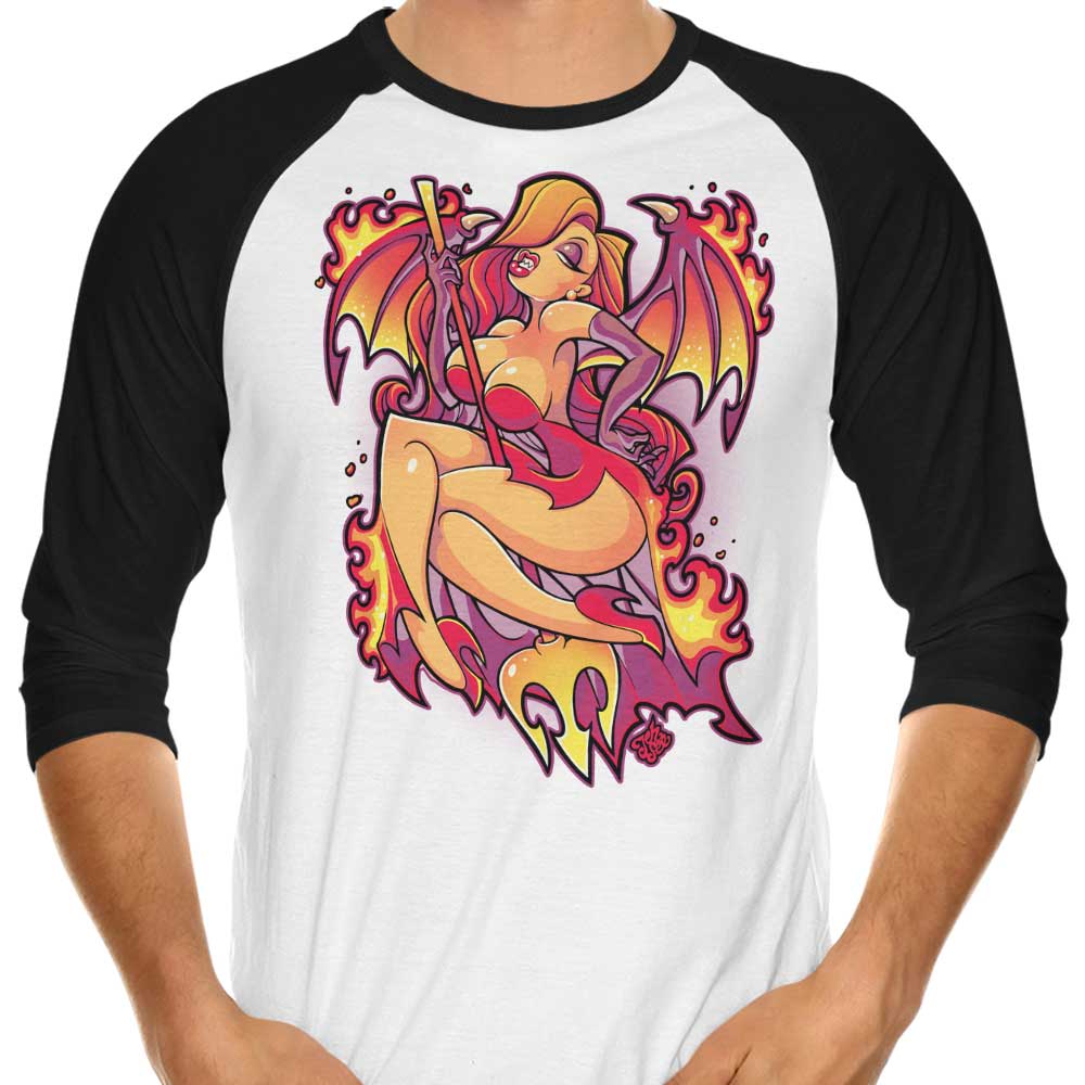 Hot as Hell 3/4 Sleeve Raglan - Adult & Kids T-Shirts, Sweatshirts & Hoodies apparel design preview 1