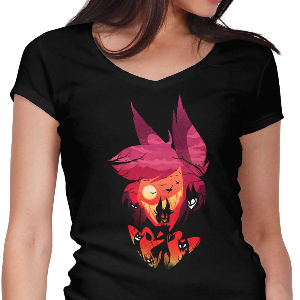 Hotel Radio Demon Women's V-Neck - Adult & Kids T-Shirts, Sweatshirts & Hoodies apparel design preview 1