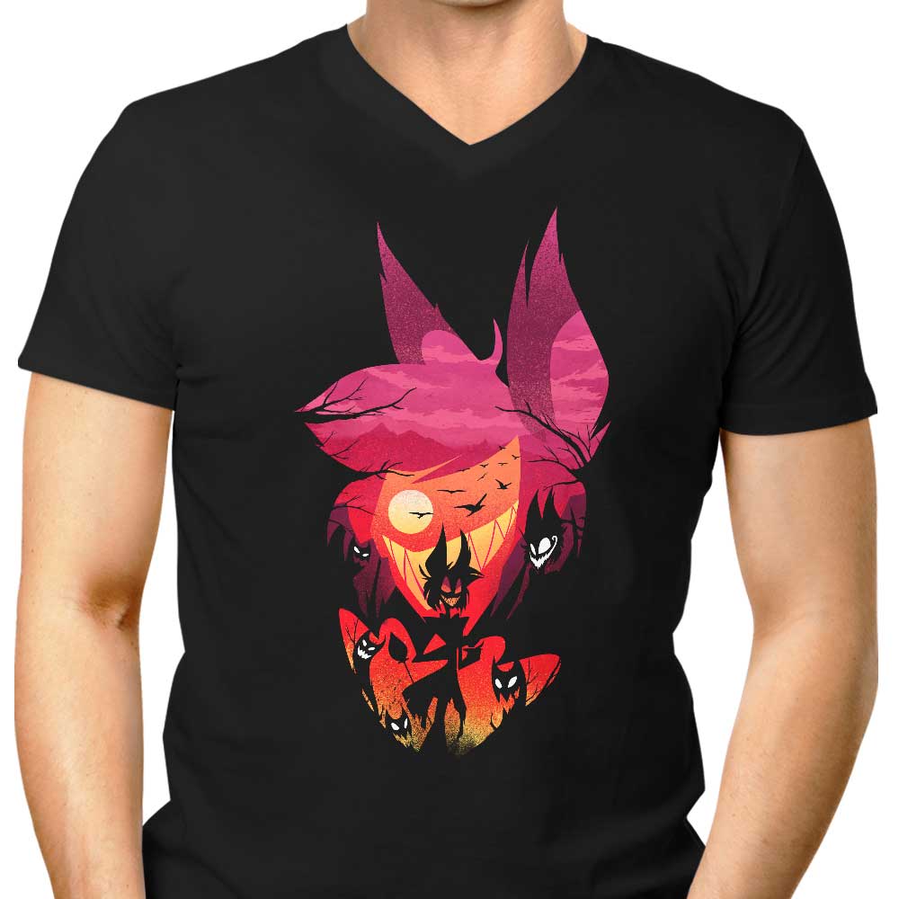Hotel Radio Demon Men's V-Neck - Adult & Kids T-Shirts, Sweatshirts & Hoodies apparel design preview 1