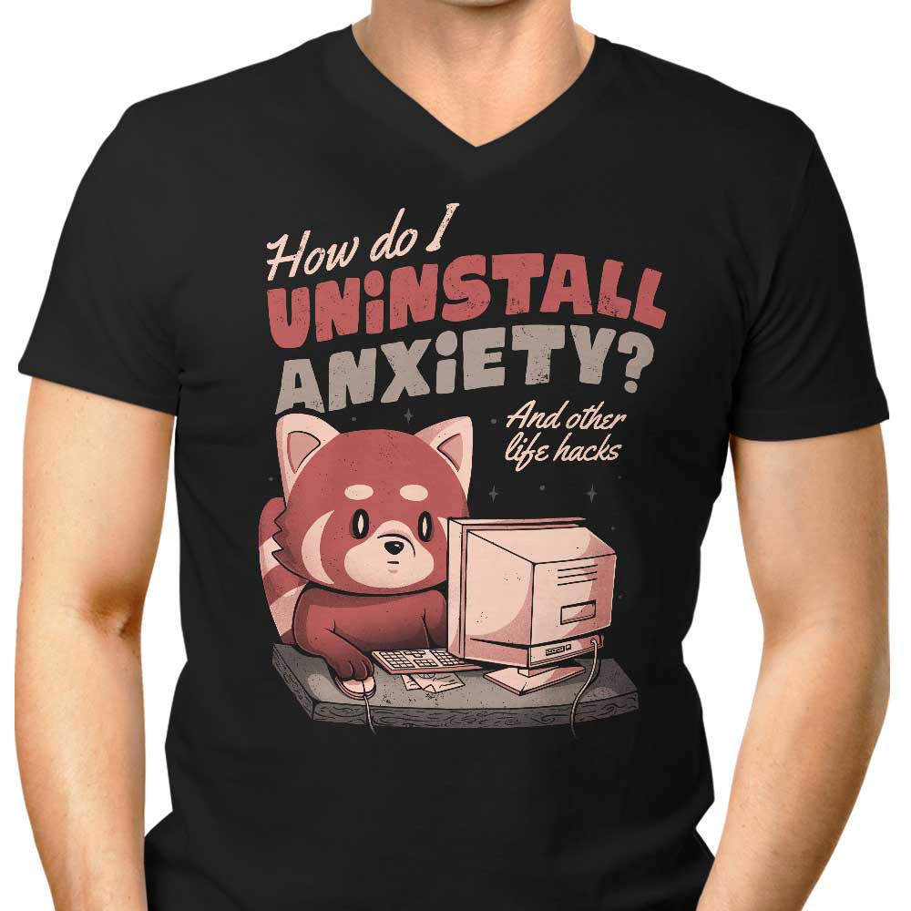 How to Uninstall Anxiety Men's V-Neck - Adult & Kids T-Shirts, Sweatshirts & Hoodies apparel design preview 1