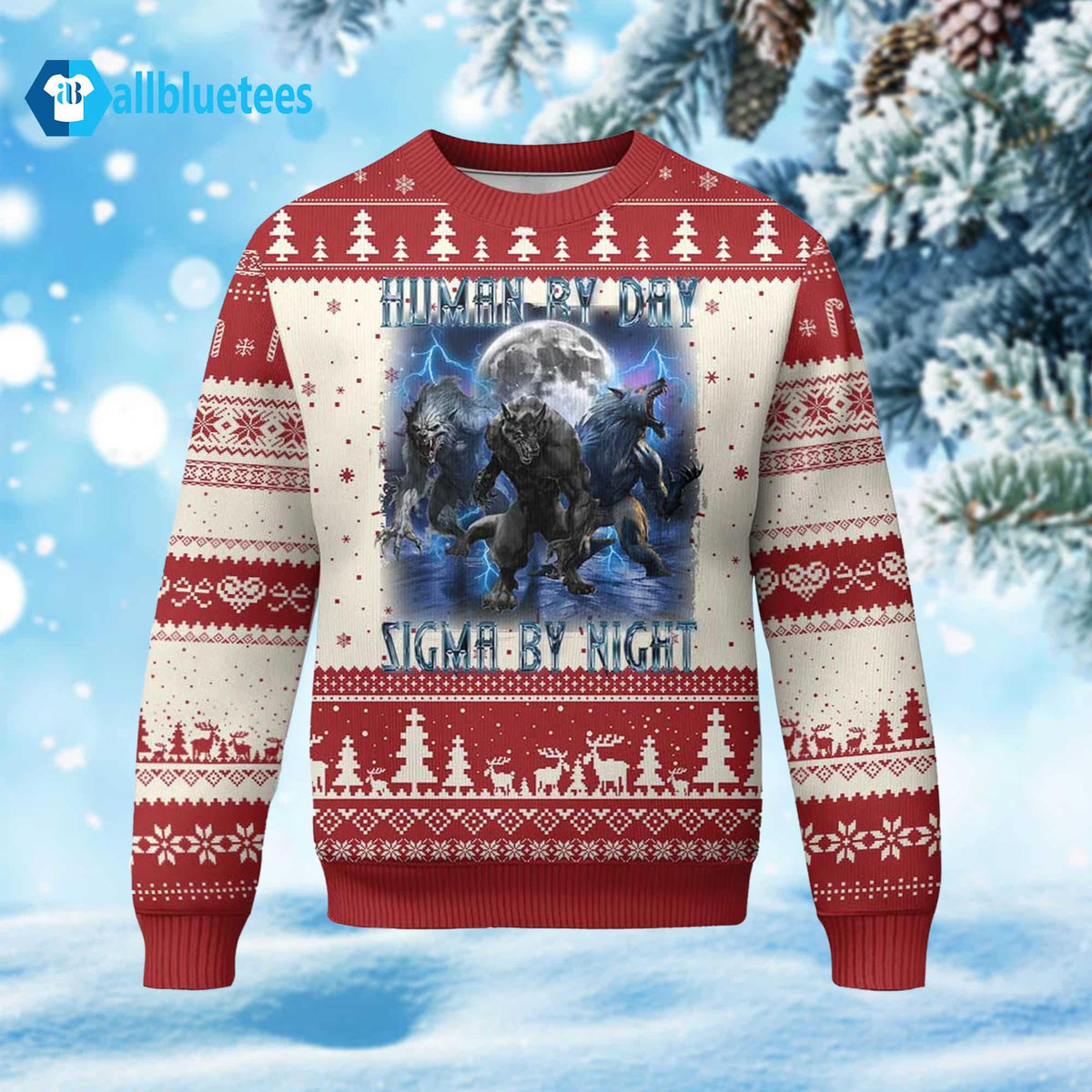 Human By Day Sigma By Night Ugly Christmas Sweater product image