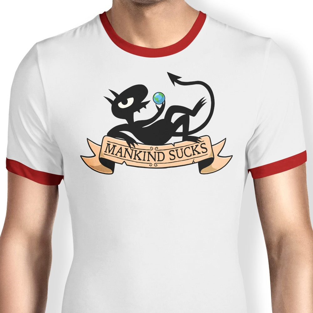 Humanity Sucks Ringer - Adult & Kids T-Shirts, Sweatshirts & Hoodies apparel design preview 1
