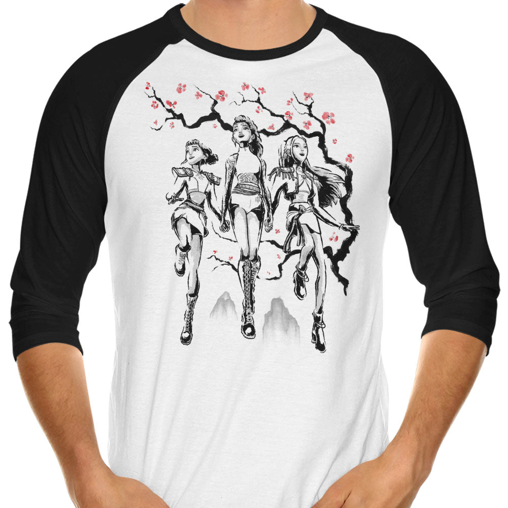 Hunter Harmony Sumi-e 3/4 Sleeve Raglan - Adult & Kids T-Shirts, Sweatshirts & Hoodies apparel design preview 1