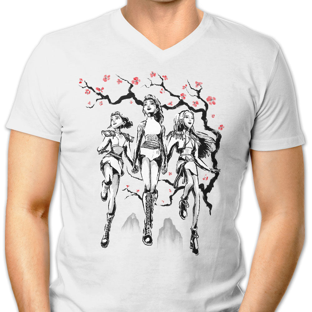 Hunter Harmony Sumi-e Men's V-Neck - Adult & Kids T-Shirts, Sweatshirts & Hoodies apparel design preview 1