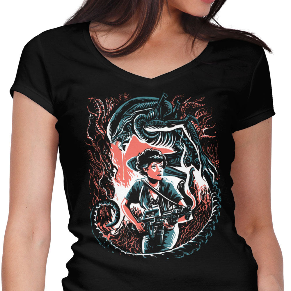 Hunter Hunted Women's V-Neck - Adult & Kids T-Shirts, Sweatshirts & Hoodies apparel design preview 1