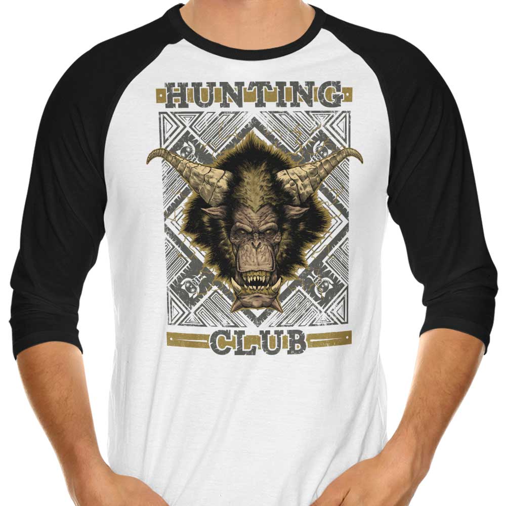 Hunting Club: Rajang 3/4 Sleeve Raglan - Adult & Kids T-Shirts, Sweatshirts & Hoodies apparel design preview 1