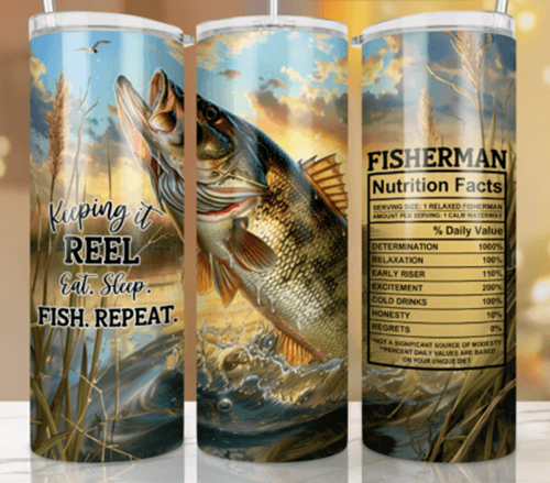 Keeping it Reel Fishing 20 oz Skinny Tumbler Cup With - Adult & Kids T-Shirts, Sweatshirts & Hoodies apparel design preview 1