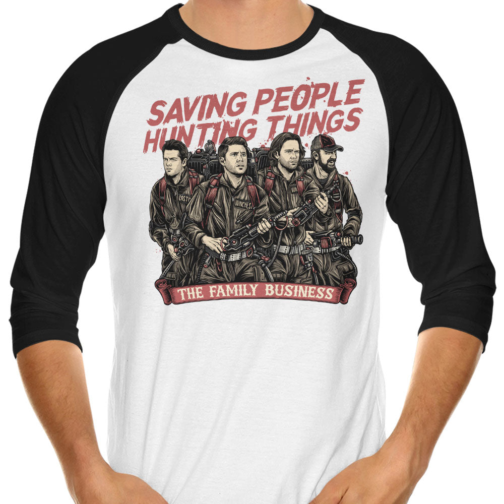 Hunting Ghosts 3/4 Sleeve Raglan - Adult & Kids T-Shirts, Sweatshirts & Hoodies apparel design preview 1