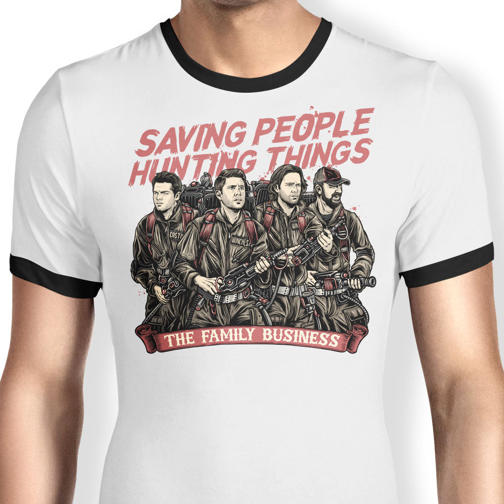 Hunting Ghosts Ringer - Adult & Kids T-Shirts, Sweatshirts & Hoodies apparel design preview 1