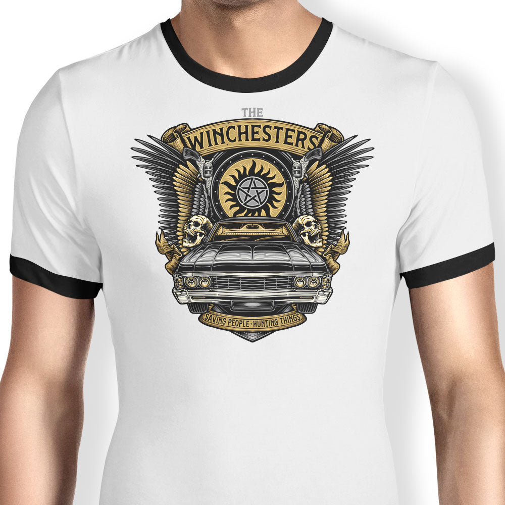 Hunting Things Emblem Ringer - Adult & Kids T-Shirts, Sweatshirts & Hoodies apparel design preview 1