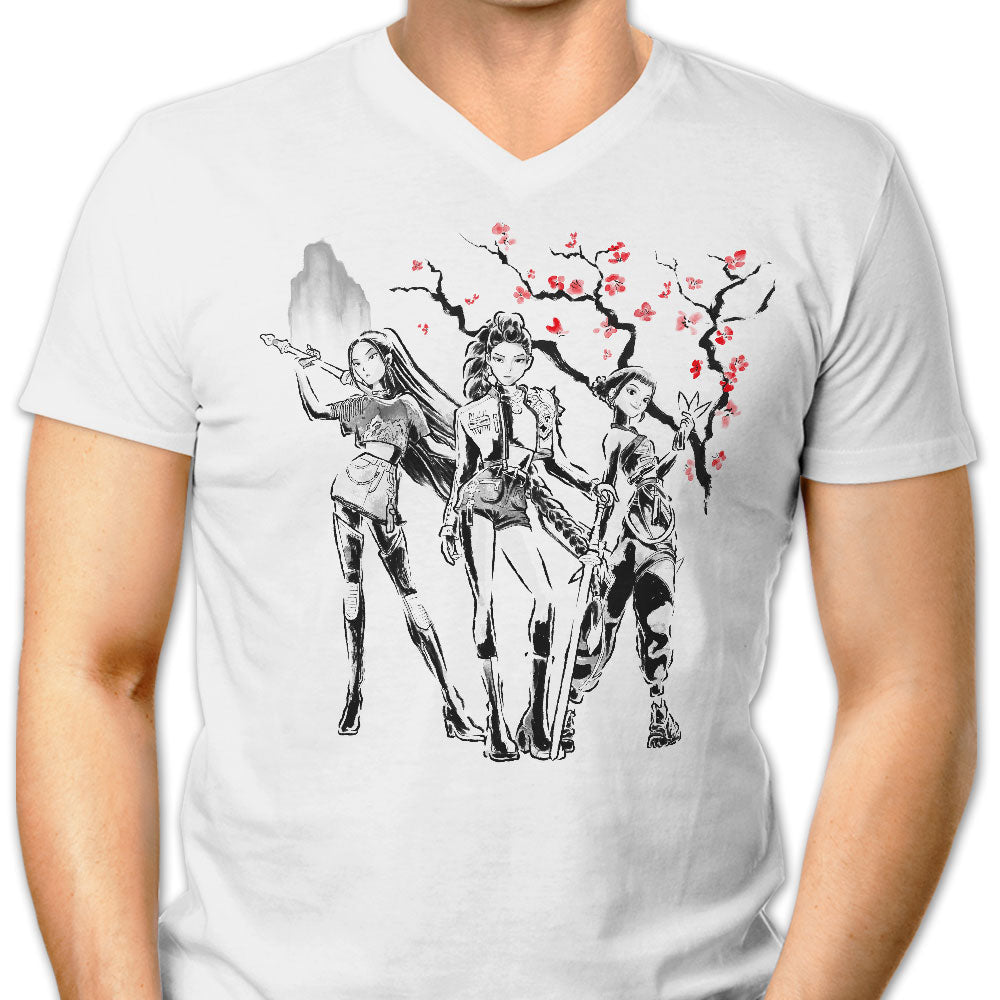 Huntrix Sumi-e Men's V-Neck - Adult & Kids T-Shirts, Sweatshirts & Hoodies apparel design preview 1