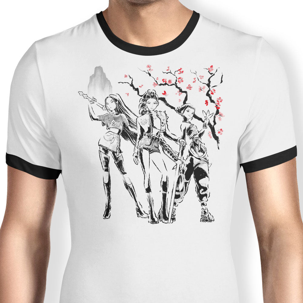 Huntrix Sumi-e Ringer - Adult & Kids T-Shirts, Sweatshirts & Hoodies apparel design preview 1