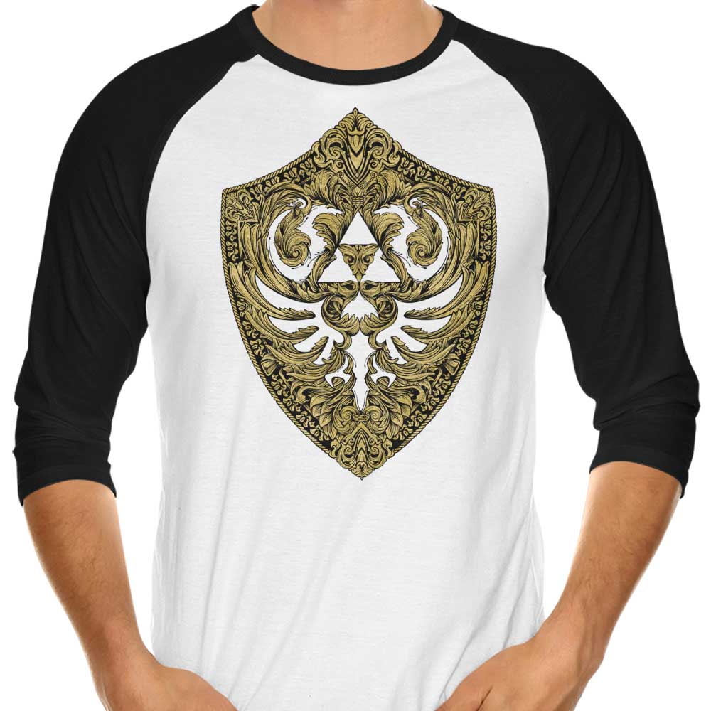 Hylian Victoriana (Gold) 3/4 Sleeve Raglan - Adult & Kids T-Shirts, Sweatshirts & Hoodies apparel design preview 1
