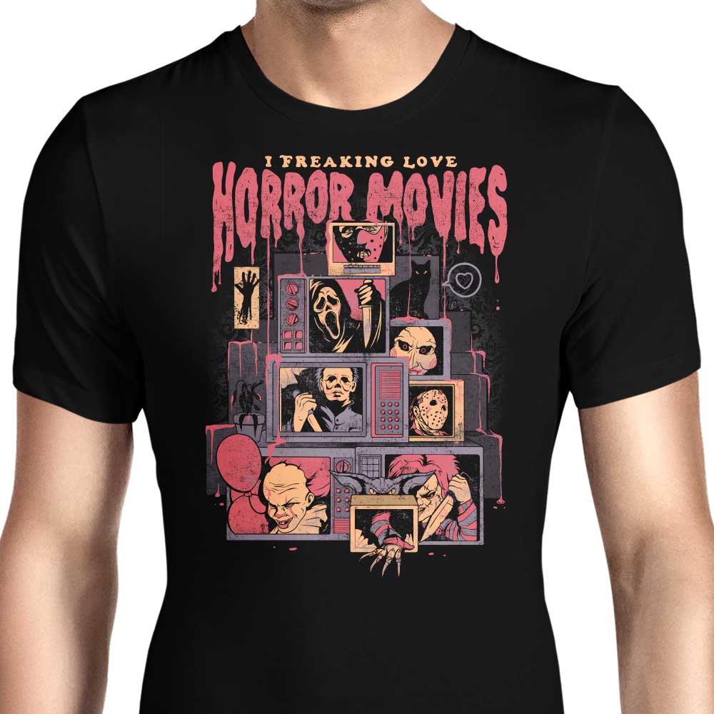 I Freaking Love Horror Movies Men's Apparel - Adult & Kids T-Shirts, Sweatshirts & Hoodies apparel design preview 1