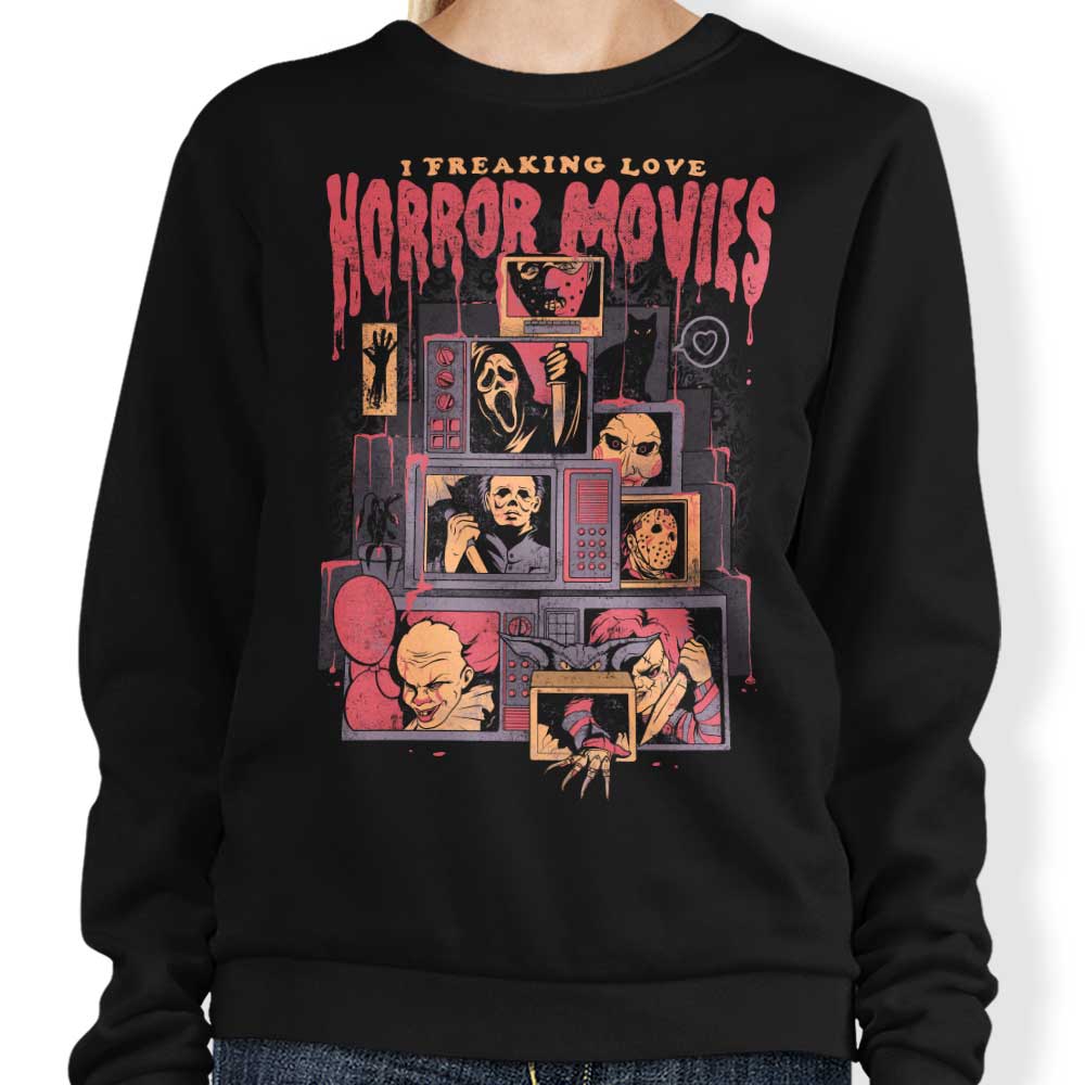 I Freaking Love Horror Movies - Adult & Kids T-Shirts, Sweatshirts & Hoodies apparel design preview 1